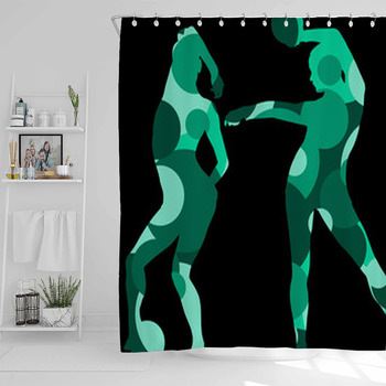 Gymnast Woman Silhouette With Ball Shower Curtain