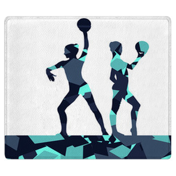 Gymnast Women With Ball In Abstract Background Bath Mat