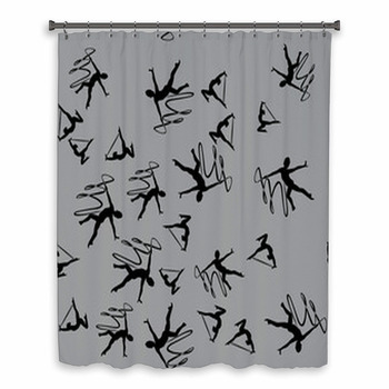 Gymnastic Black Seamless Custom Size Shower Curtain