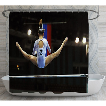 Gymnastics Competition With Individual On  Shower Curtain