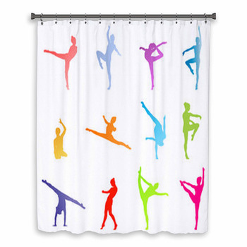 Gymnasts On A White Custom Size Shower Curtain