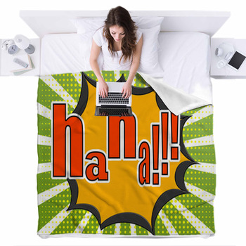 Haha Comic Speech Bubble Fleece Bed Blanket