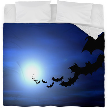 Halloween Background, Flying Bats Fleece Bed Blanket