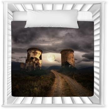 Halloween Background With Old Towers Baby Crib Comforter