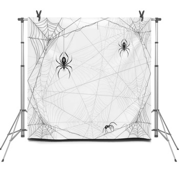 Halloween Background With Spiders And Fleece Backdrop