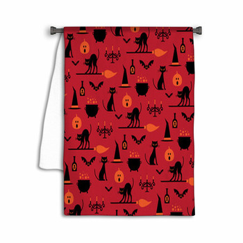 Halloween Icons Pattern On Orange Towel