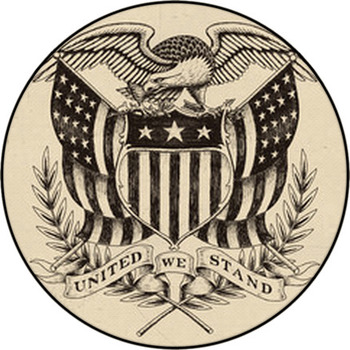Hand Drawn American Eagle Linework Round Rug