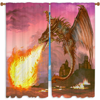 Hand Drawn Dragon Custom Size Window Curtain