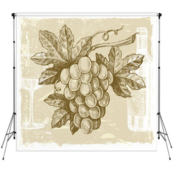 Hand Drawn Grape Fleece Backdrop