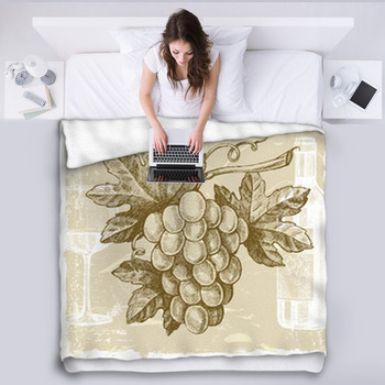 Hand Drawn Grape Fleece Blanket