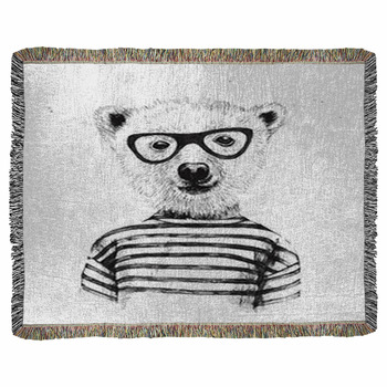Hand Drawn Illustration Of Dressed Woven Throw Blanket