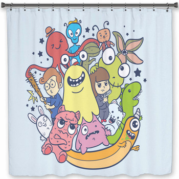 Hand Drawn Monster Boy And Custom Size Shower Curtain