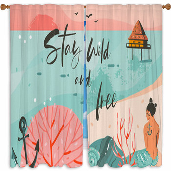 Hand Drawn Vector Abstract Custom Size Window Curtain