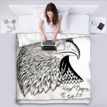 Hand Drawn Vector Eagle Close Up Fleece Blanket