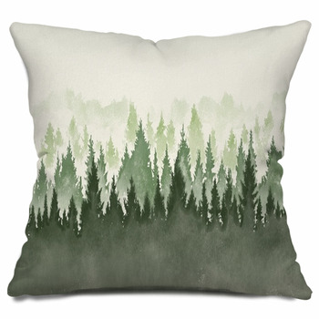 Hand Drawn Watercolor Painting Of Outdoor Throw Pillow