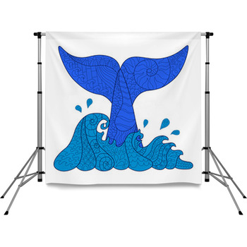 Hand Drawn Zentangle Waves And Pole Pocket Backdrop