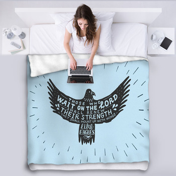 Hand Lettering With Bible Verse Those Who  Fleece Blanket