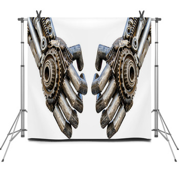 Hand Of Metallic Cyber Or Robot Made Fleece Backdrop