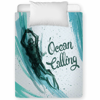 Hand Painted Diver On Abstract Toddler Comforter