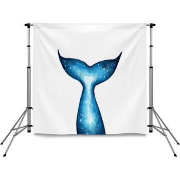 Hand Painted Silhouette Of Whale Pole Pocket Backdrop