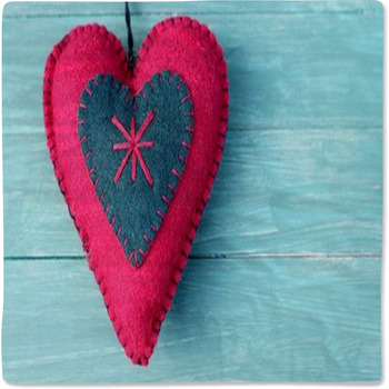 Handmade Felt Heart On Pastel Wooden Plank Baby Blanket