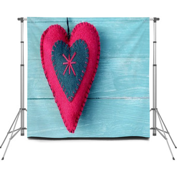 Handmade Felt Heart On Pastel Custom Size Backdrop