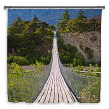 Hanging Bridge Over Seasonal Custom Size Shower Curtain
