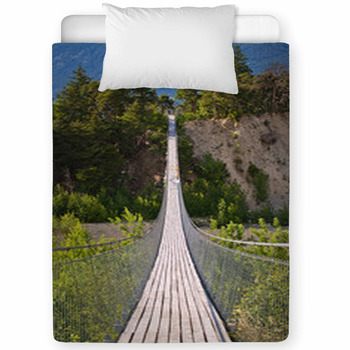 Hanging Bridge Over Seasonal River Toddler Comforter