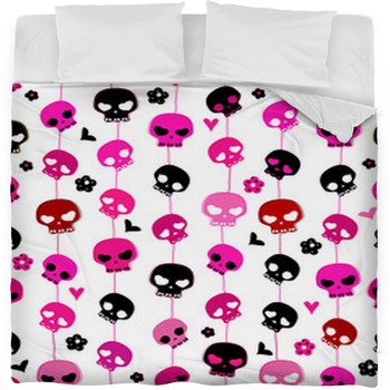Hanging Skulls Seamless Pattern Fleece Bed Blanket
