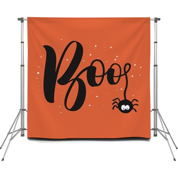 Hanging Word Boo Text With Spider Custom Size Backdrop