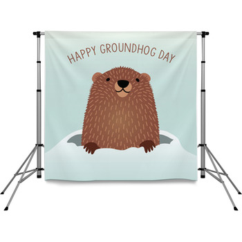 Happy Groundhog Day Design With Pole Pocket Backdrop