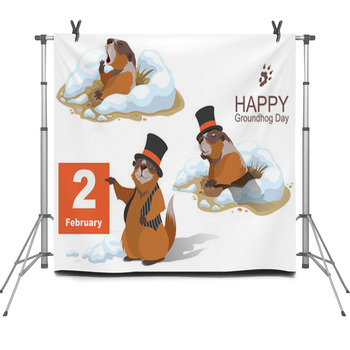 Happy Groundhog Day. Marmot Holding Fleece Backdrop