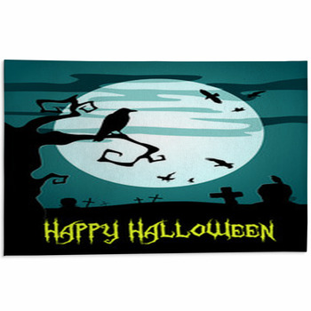 Happy Halloween Poster With Raven Area Rug