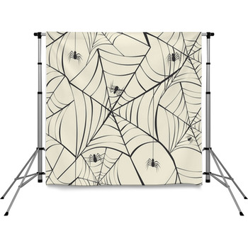 Happy Halloween Spider Webs Pole Pocket Backdrop