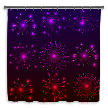 Happy New Year With Fireworks  Custom Size Shower Curtain
