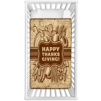Happy Thanksgiving Retro Card Brown Baby Crib Comforter