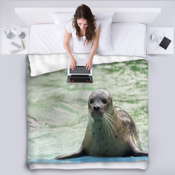 Harbor Seal (Phoca Vitulina) Fleece Blanket