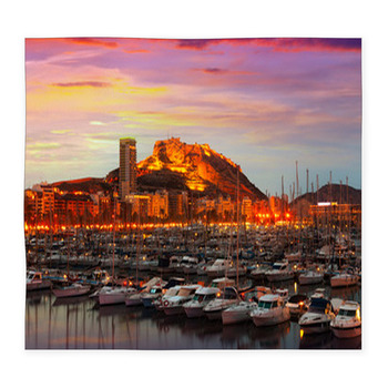 Harbour With Yachts  During Custom Size Floor Mat