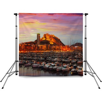 Harbour With Yachts  During Pole Pocket Backdrop