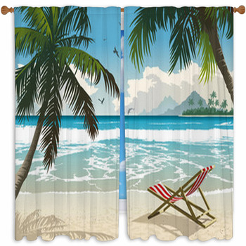 Hawaii Beach Custom Size Window Curtain