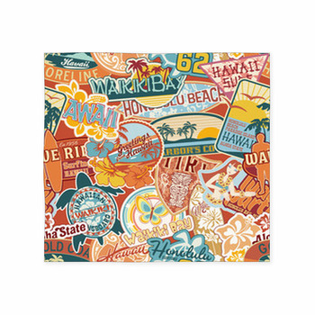Hawaii Stickers Patchwork Seamless  Custom Size Floor Mat