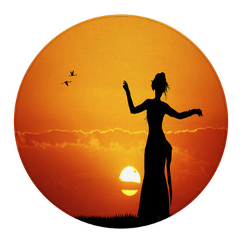 Hawaiian Dancing Woman Sunset Silhouette Round Rug