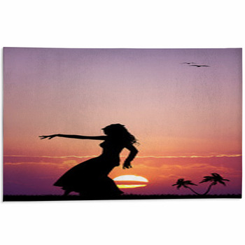 Hawaiian Woman Dancing At Sunset Area Rug