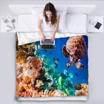 Hawksbill Turtle - Eretmochelys Imbricata Fleece Blanket