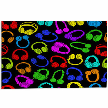 Headphones Seamless Pattern In Colors Area Rug