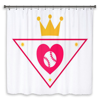 Heart Baseball Ace Icon Shower Curtain