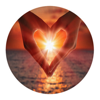 Heart Hands Beach Side Sunset Round Rug