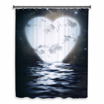 Heart Monn Reflected  In Water Custom Size Shower Curtain