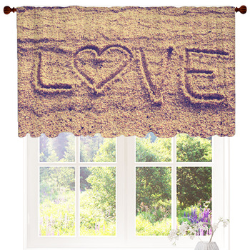 Heart Shape Drawn On Beach Sand Custom Size Valance