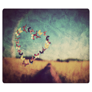 Heart Shape Made Of Butterflies On Vintage Area Rug